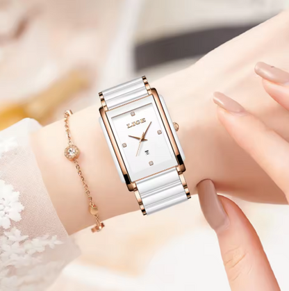 Exquisite Ceramic Square Quartz Timepiece With Flair