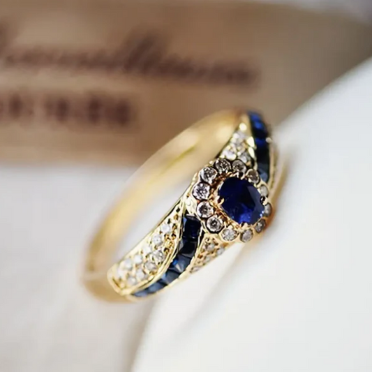 Gold sapphire band ring