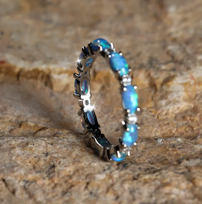 Platinum Heart-Shaped Opal Diamond Ring