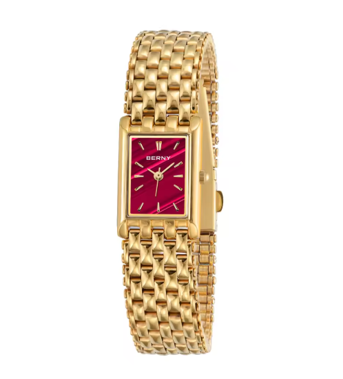 Luxurious Polished Square Gold Watch Timeless Elegance