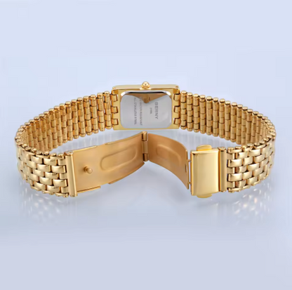 Luxurious Polished Square Gold Watch Timeless Elegance