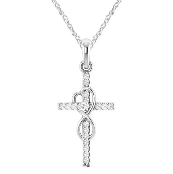 Diamond Alloy Cross Pendant Necklace
