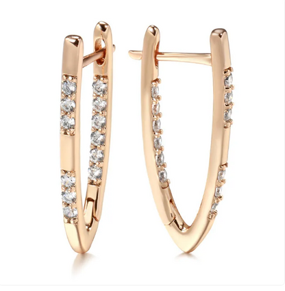 Rose Gold Zircon Inlaid Earrings