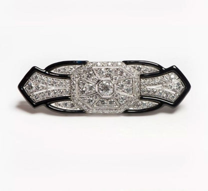 Art Deco Round Cut White Sapphire Brooch