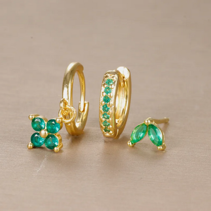 Flower Diamond Stud Earring Set