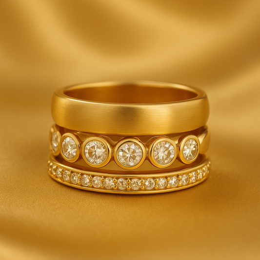 Forged Brilliant Gold Ring Set
