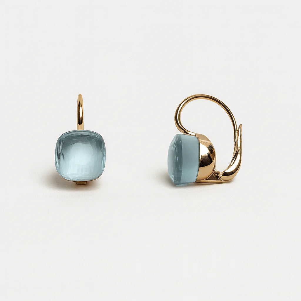 Vintage Blue Inlaid Zirconia Earrings