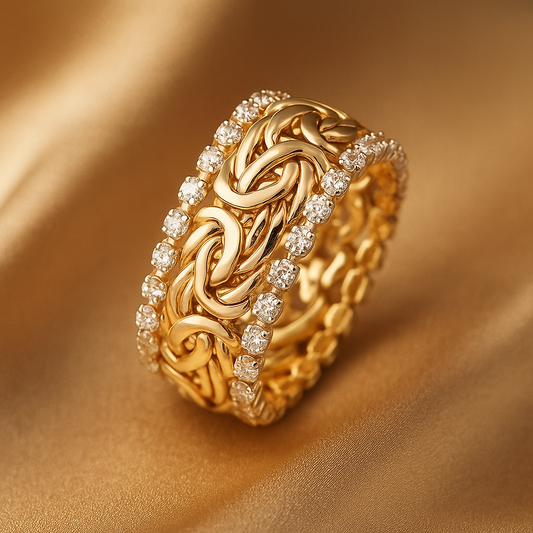 Gold Braided Zirconia Ring – Vintage Style