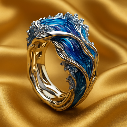 Luxe Golden Ocean Wave Ring