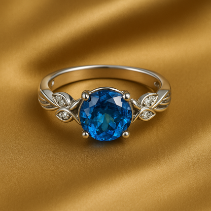 Luxe Silver Blue Crystal Ring