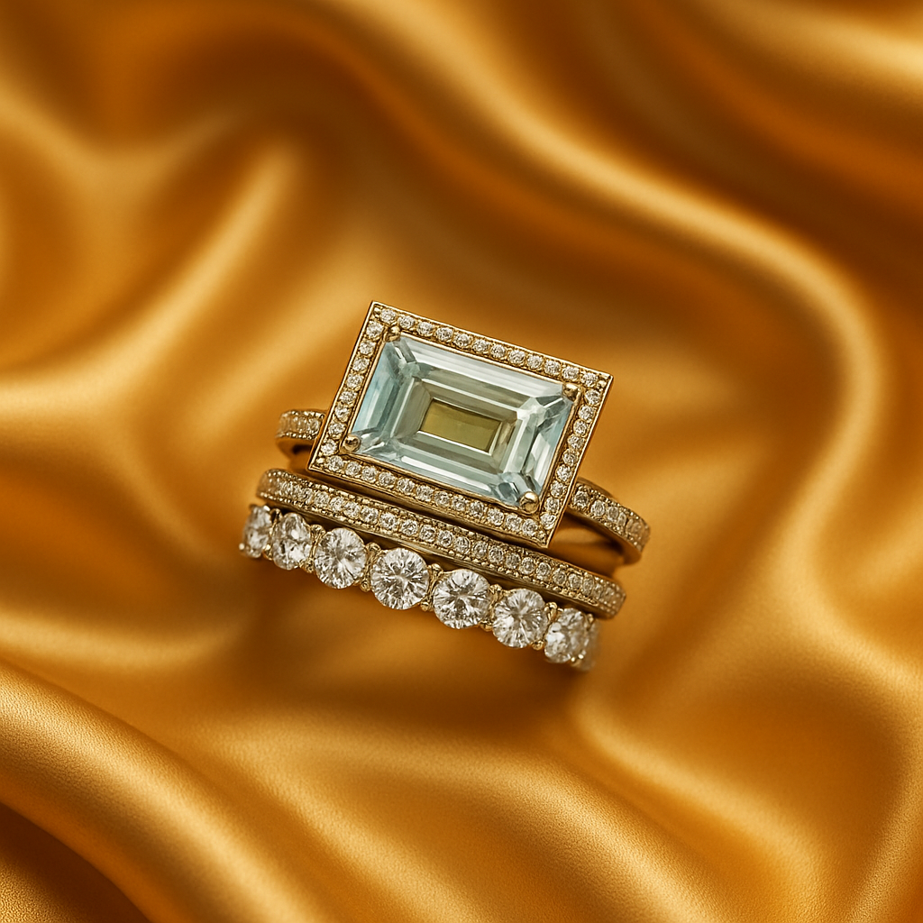 Retro Silver Turquoise Glass Ring set