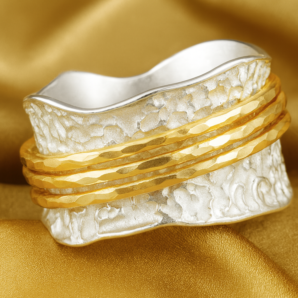 Elegant Gold & Silver Spinner Ring