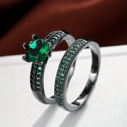 Gold Zirconia Eternity Rings Set