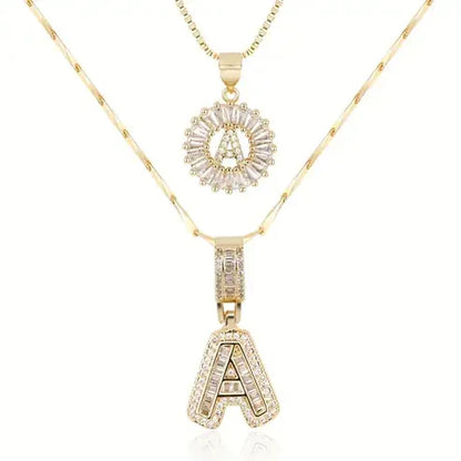 Pave letter initial necklace set