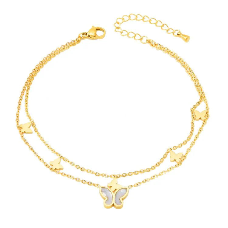 Naomi | 2-layer Butterfly Charm Anklet