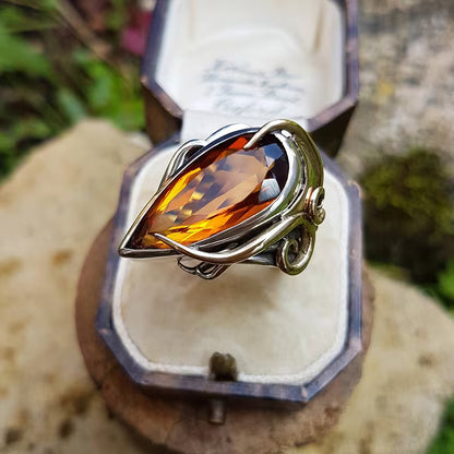 Amber Flame Heirloom Statement Ring