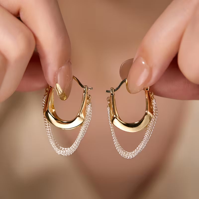 Elegant Golden Drop Clip-On Earrings