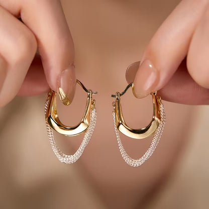 Elegant Golden Drop Clip-On Earrings