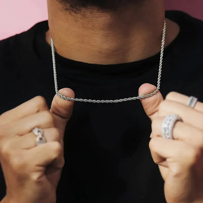 Men's Gold Plated Rope Chain Necklace – 3mm Stainless Steel