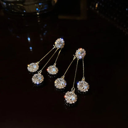 Gold-plated Zircon Triad Earrings