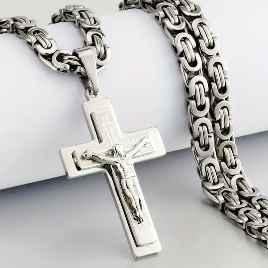 Luxurious Gilded Tone Stainless Triple Cross Pendant