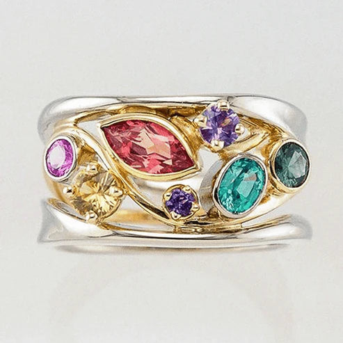 Vintage Multicolor Ring in Gold and Silver