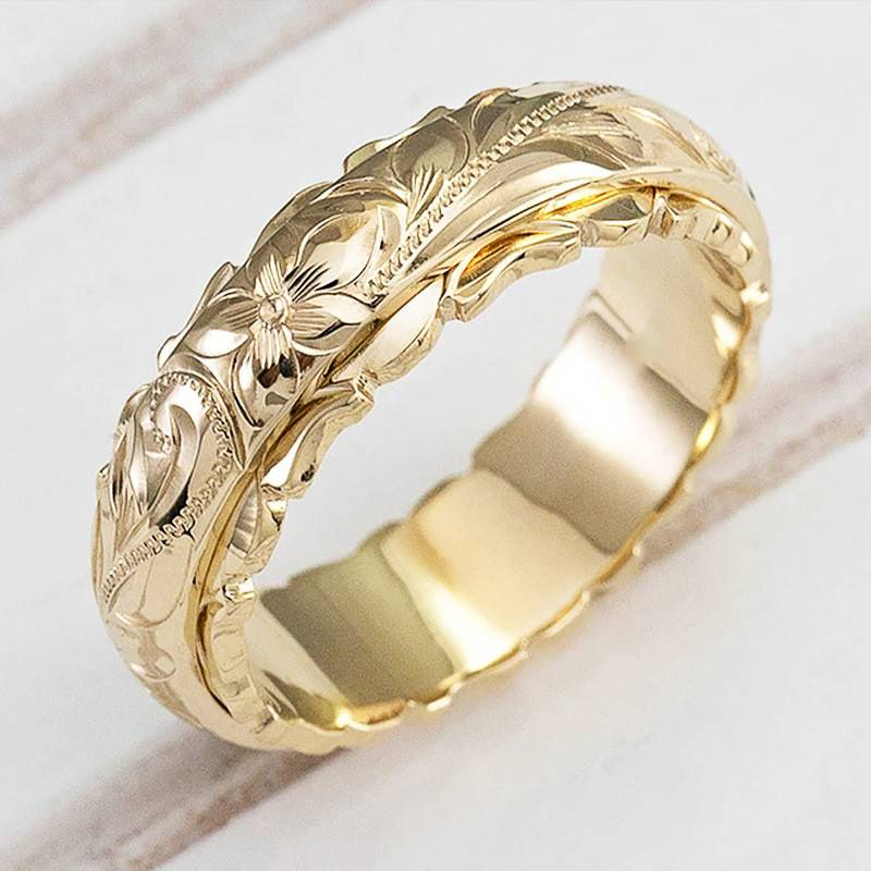 Vintage Gold Bloom Pattern Ring