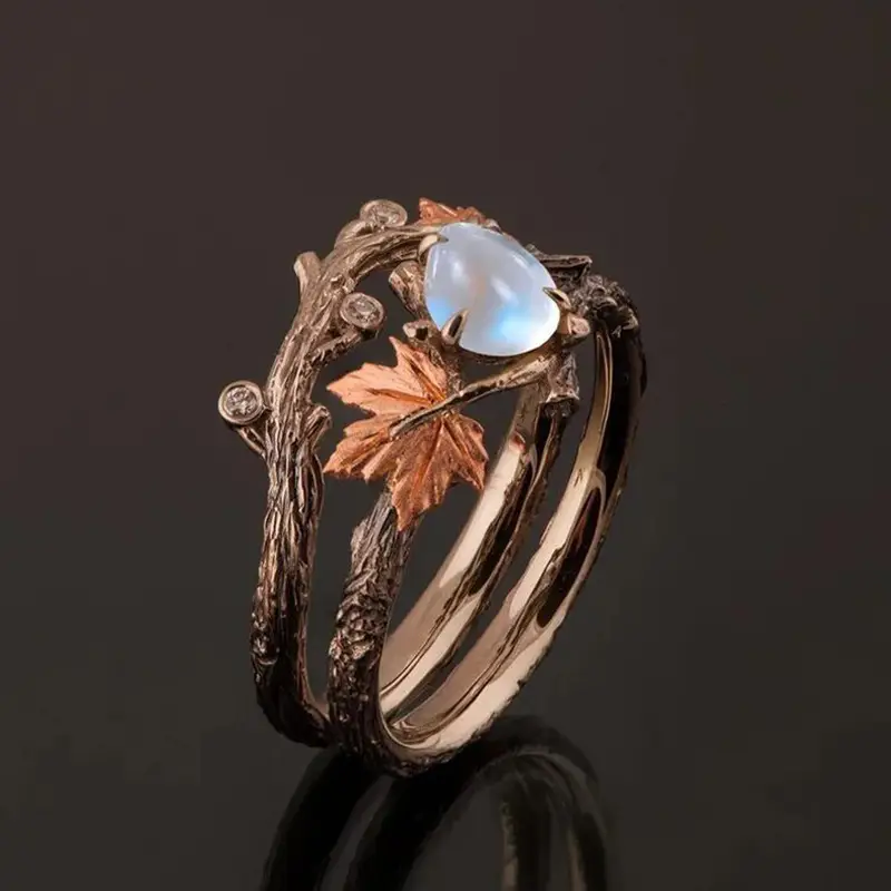 Luxe Moonstone Nature Ring
