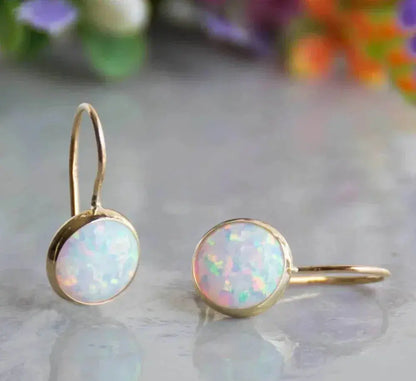Vintage Gold Opal Stone Earrings